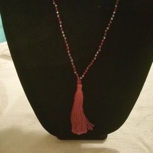 Burgundy Tassle Necklace